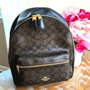 Coach Leather and Canvas Backpack Black & Brown